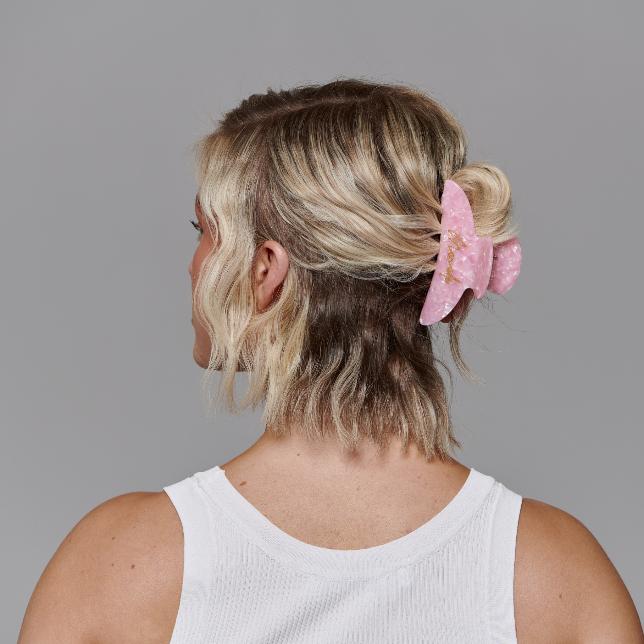 Mermade Hair Claw Clip Pink styled on model