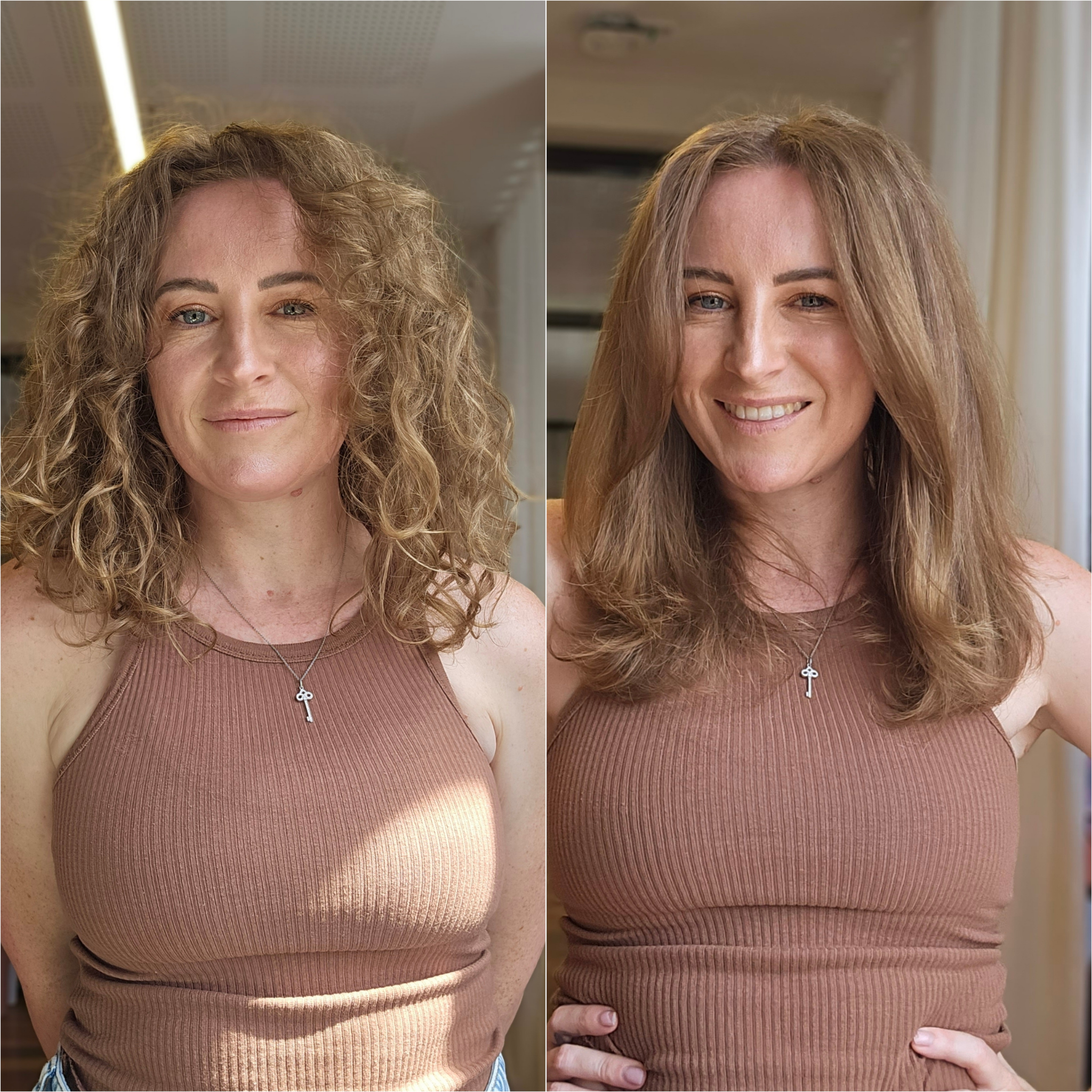 Before and after using the Mermade Hair Dryer