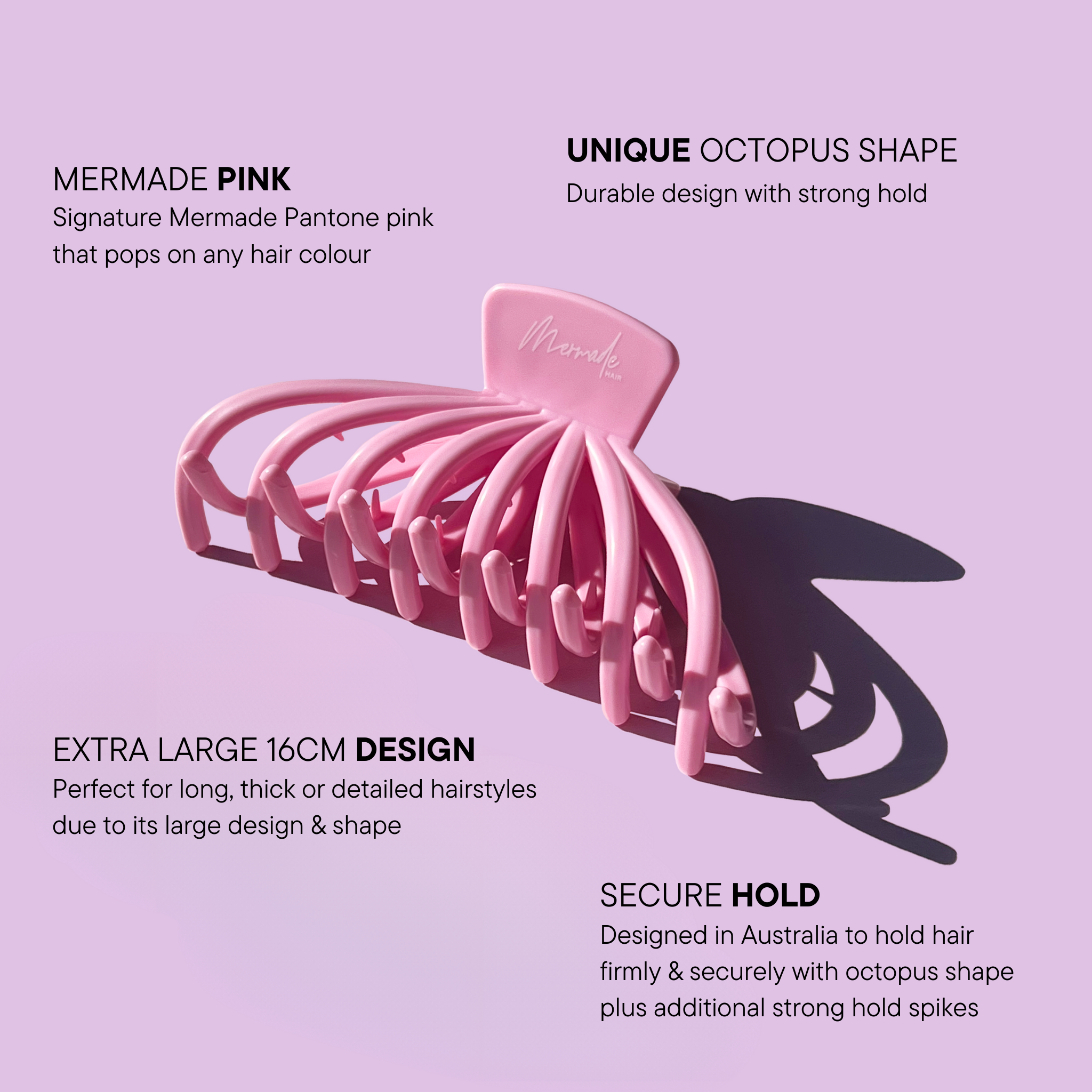 Features and benefits of the Mermade Hair Octopus Clip