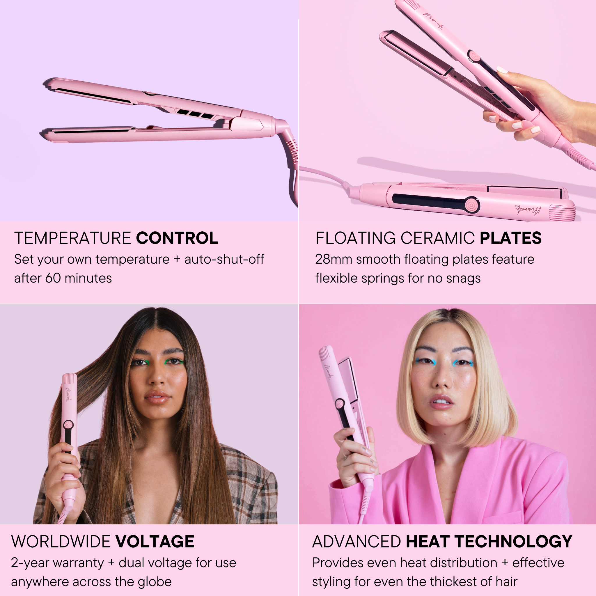 Features and benefits of the Mermade Hair Straightener - 1.1 Inch