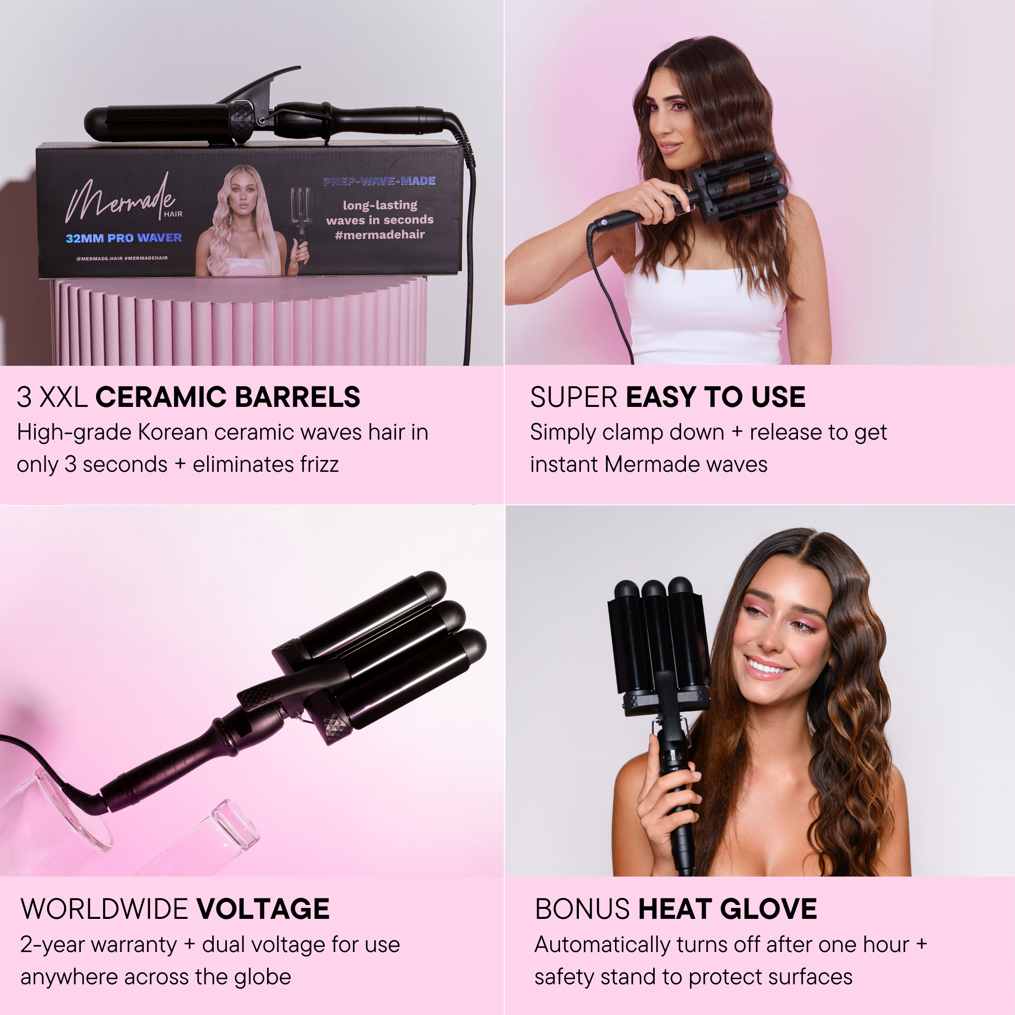 Features and Benefits of Mermade PRO Hair Waver - 1.25" Black