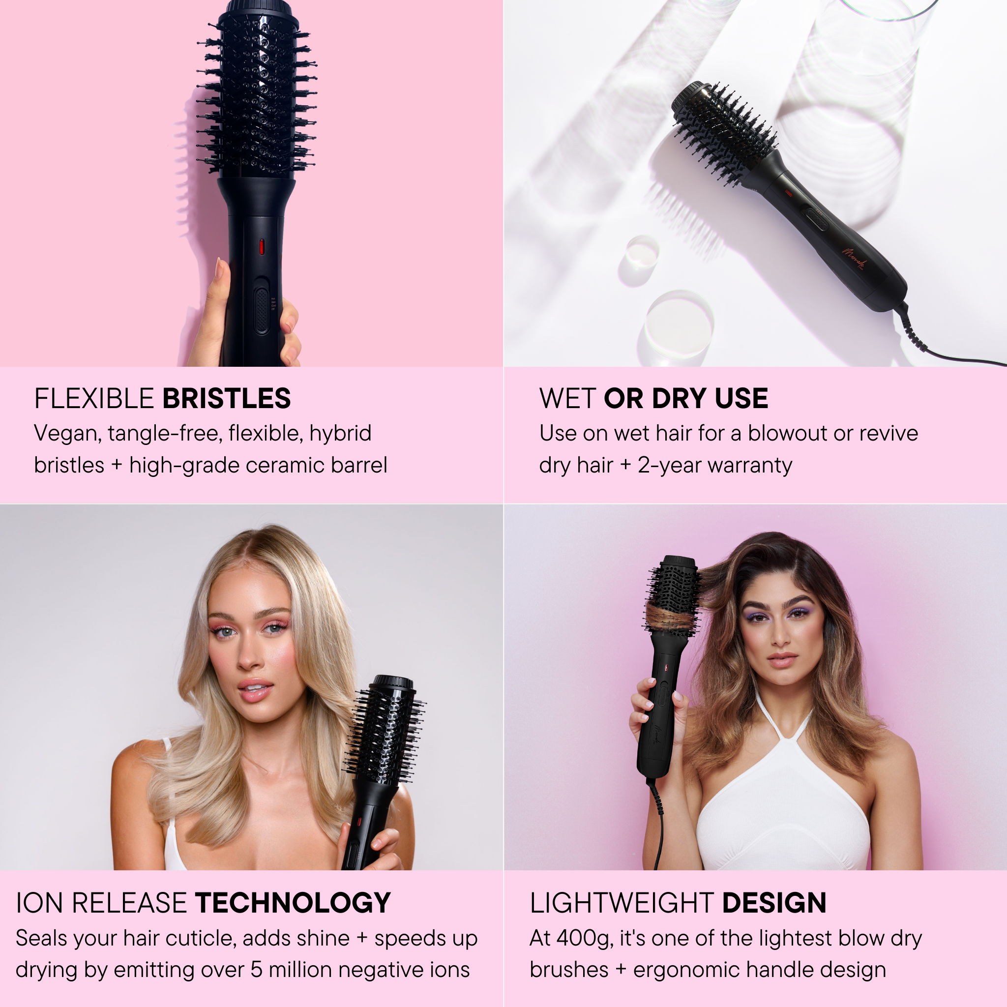 Features and benefits of the Blow Dry Brush - Sleek Black