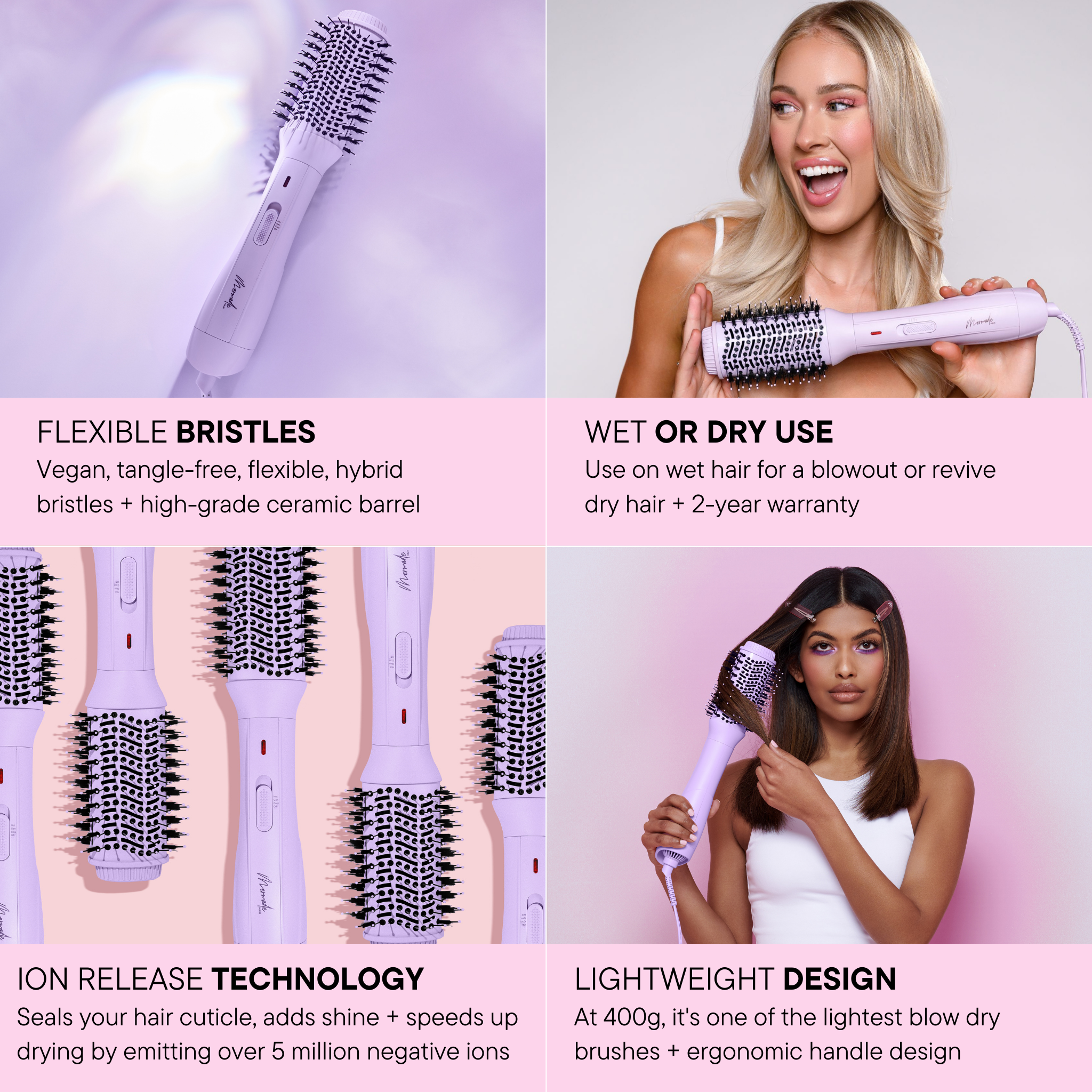 Features and benefits of the Blow Dry Brush - Baby Lilac