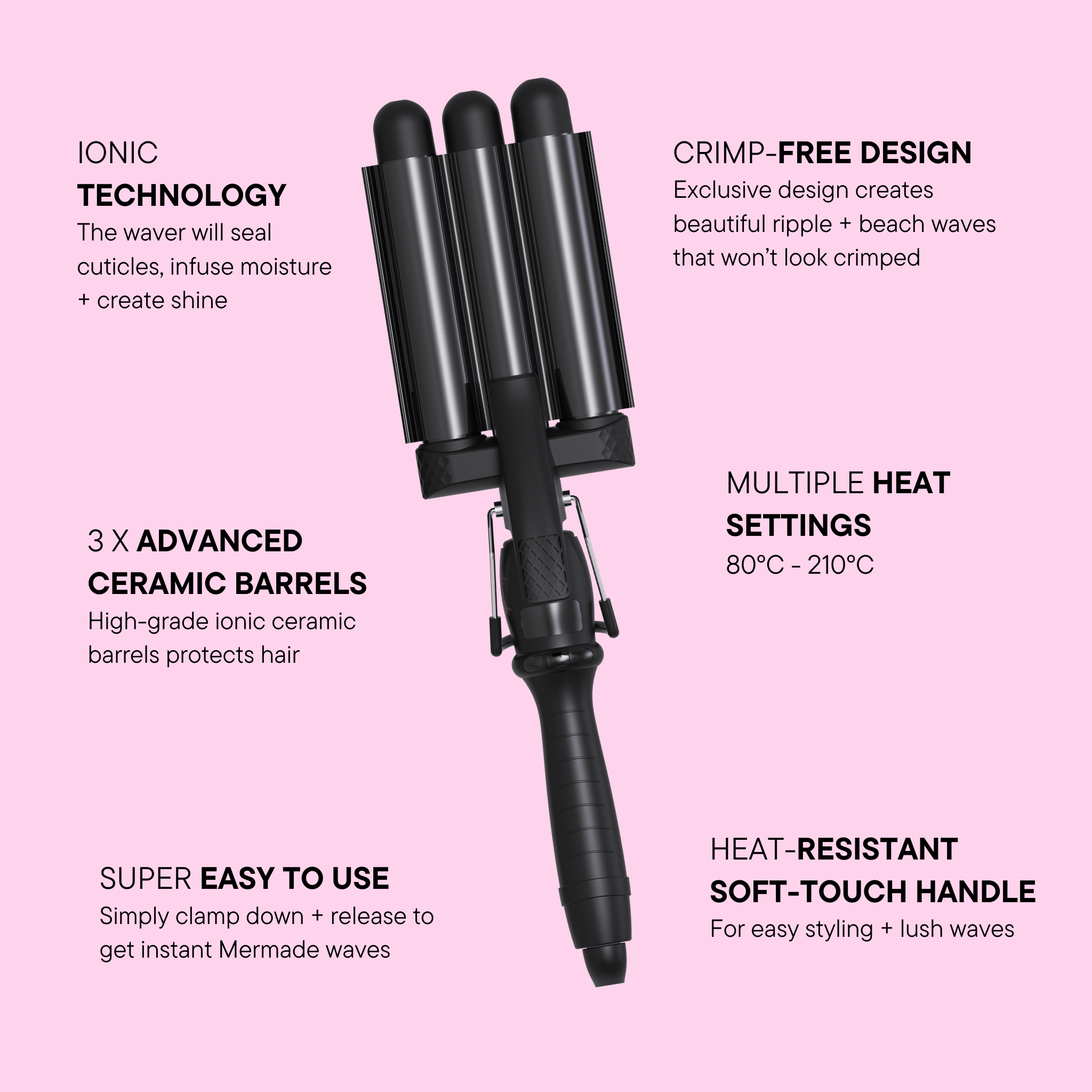 Mermade PRO Mini Hair Waver - 1" Black