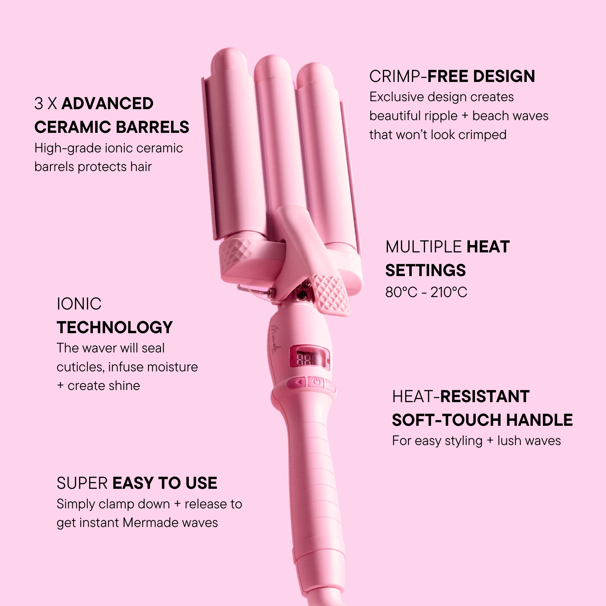 Features and Benefits of Mermade PRO Mini Hair Waver - 1"