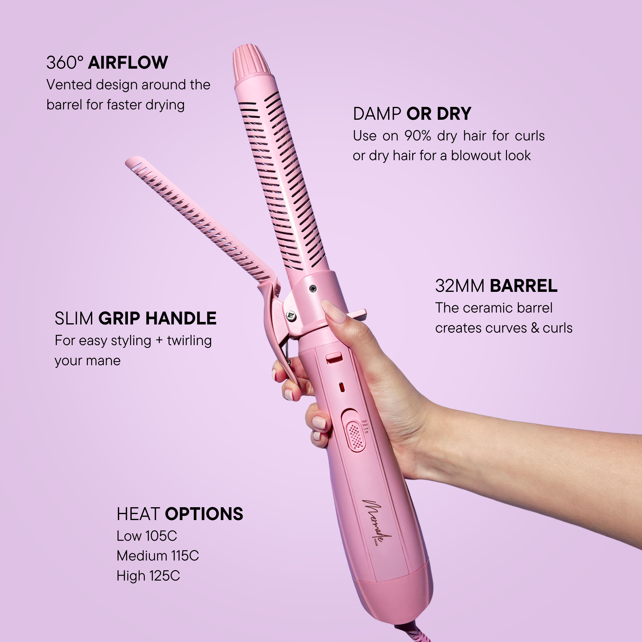 features and benefits of the Mermade Hair Aircurl