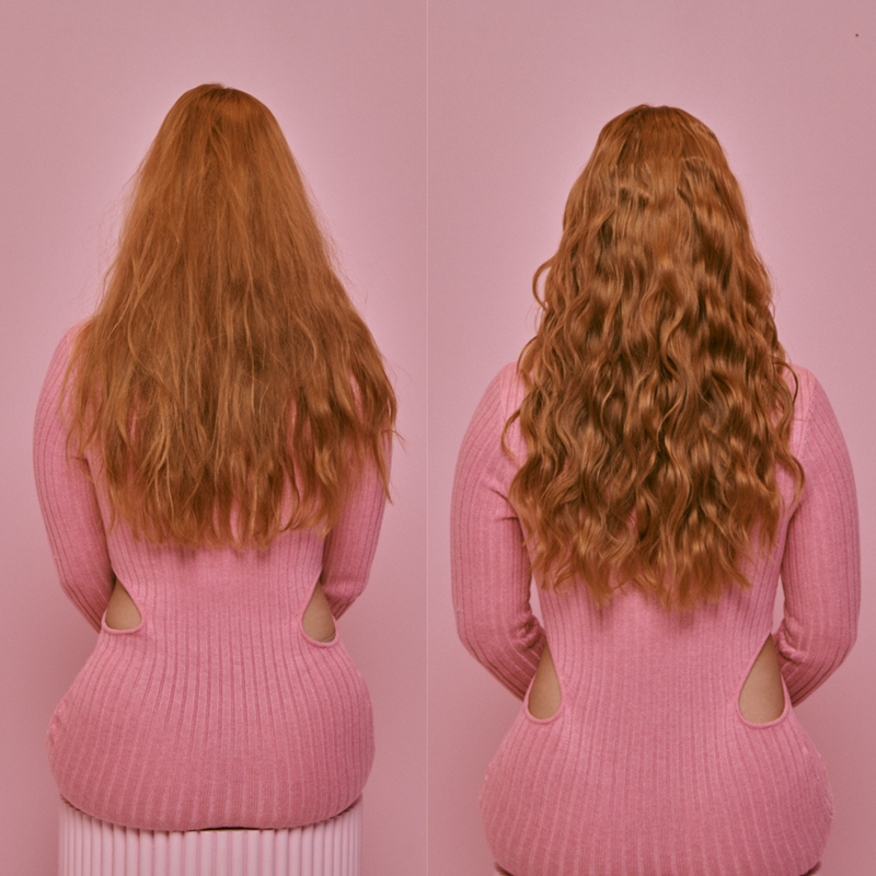 Before and after mermade Hair Styling Conditioner